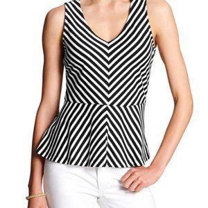 Banana Republic Sleeveless Peplum in Black & White Stripes sz M w/Back Zipper